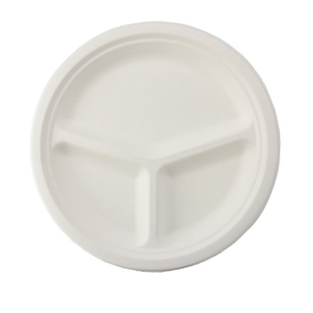 STALK MARKET 10 in. 3-Compartment Round Plate, 500PK P007